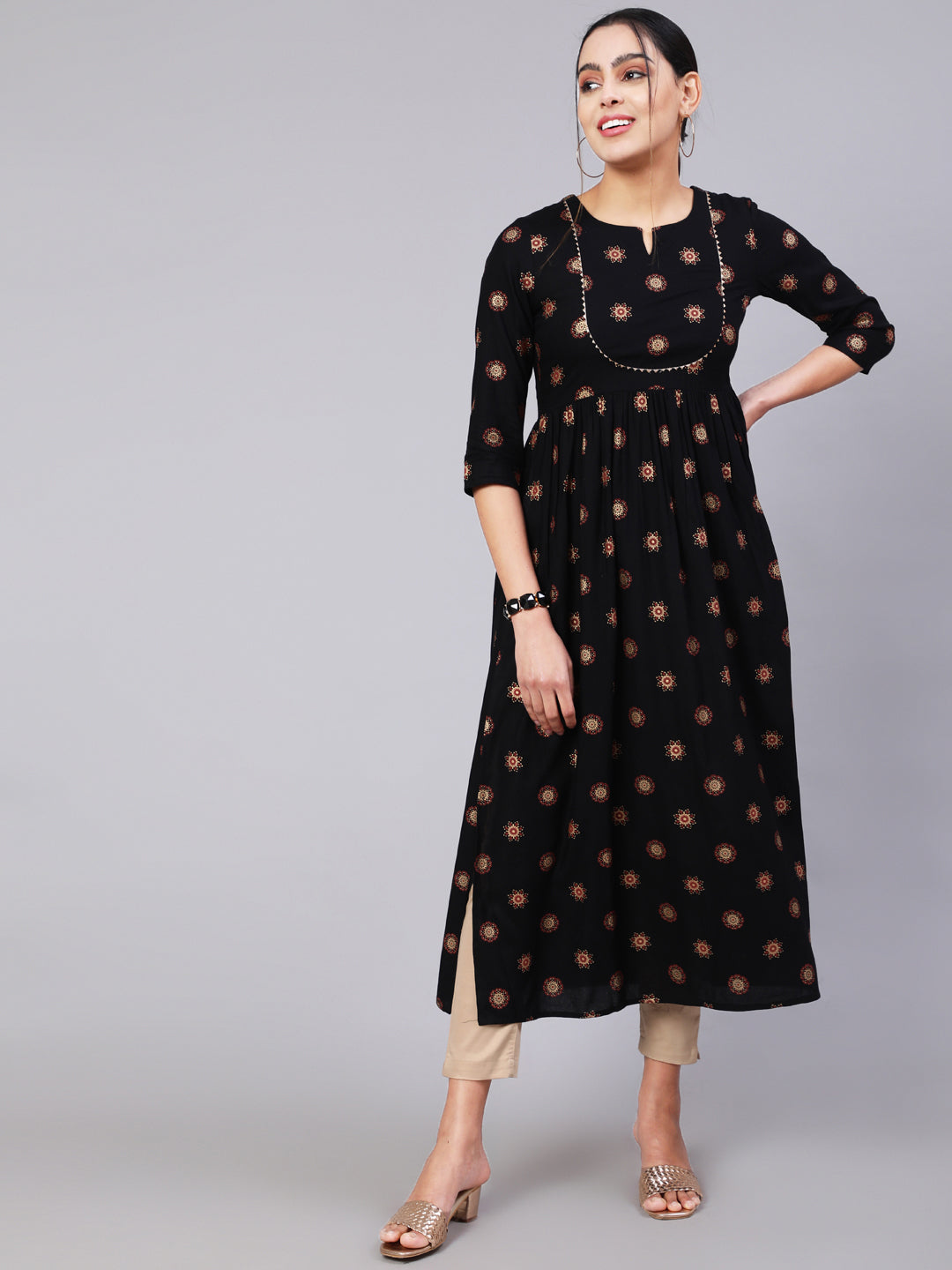 Kimayra black rayon printed kurta – wholesale manufacturer & exporter from India