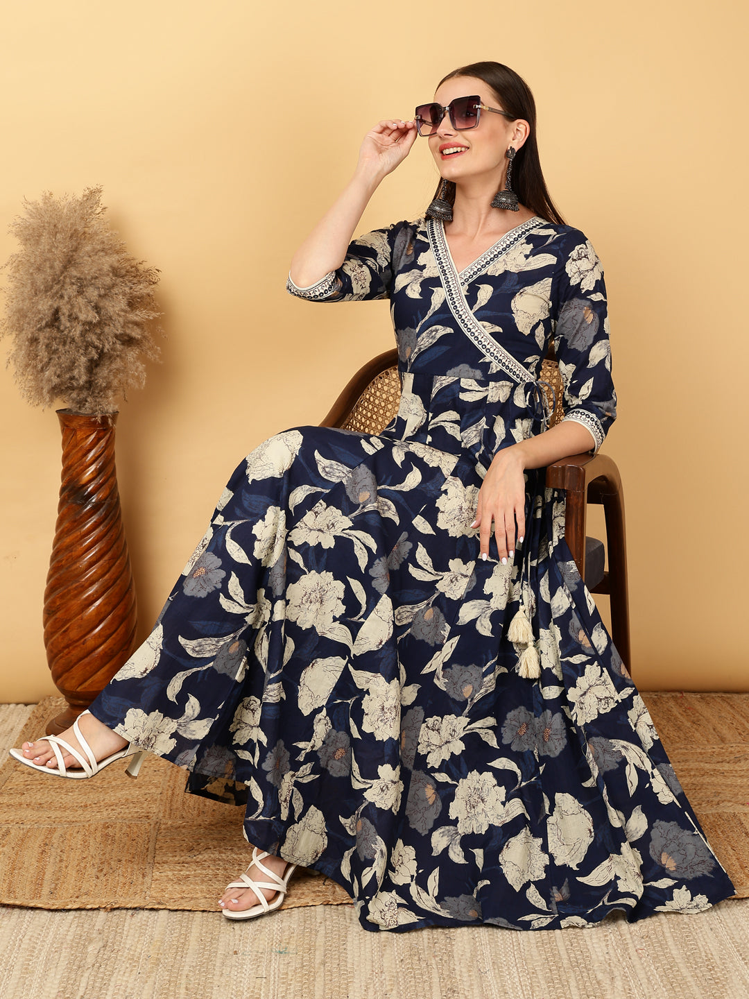 Kimayra navy cotton printed ethnic wear – wholesale manufacturer & exporter from India