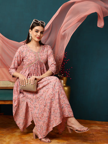 Kimayra pink rayon printed kurta – wholesale manufacturer & exporter from India