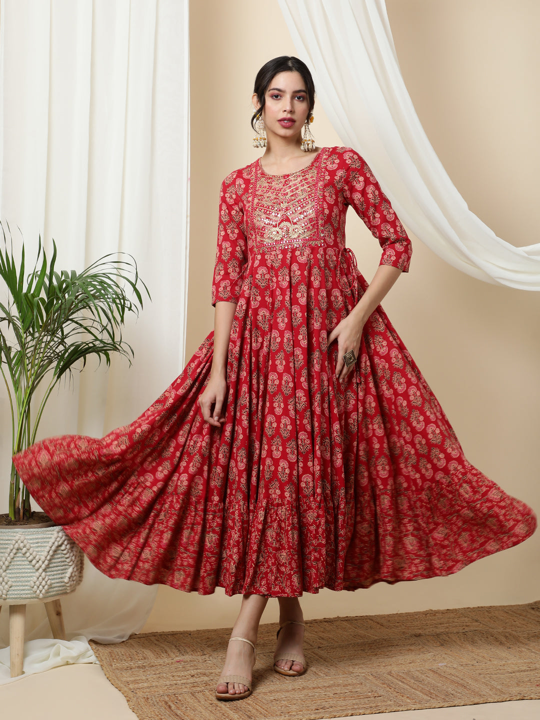 Kimayra red rayon printed kurta – wholesale manufacturer & exporter from India