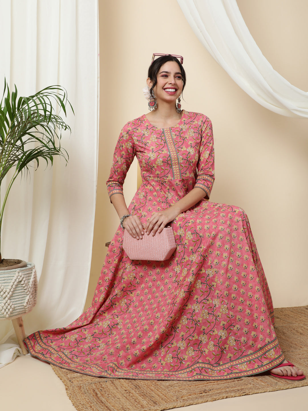 Kimayra pink cotton printed kurta – wholesale manufacturer & exporter from India