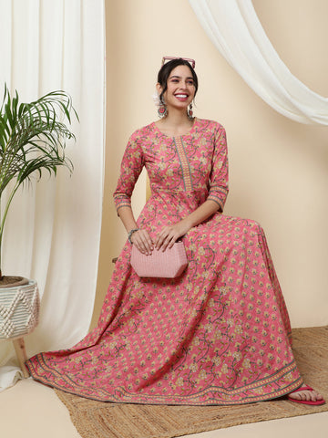 Kimayra pink cotton printed kurta – wholesale manufacturer & exporter from India
