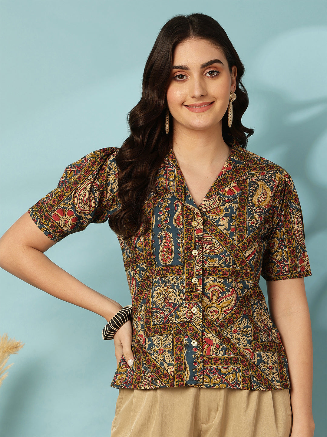 Multi Women Printed Short sleeve Regular Pure Cotton Top