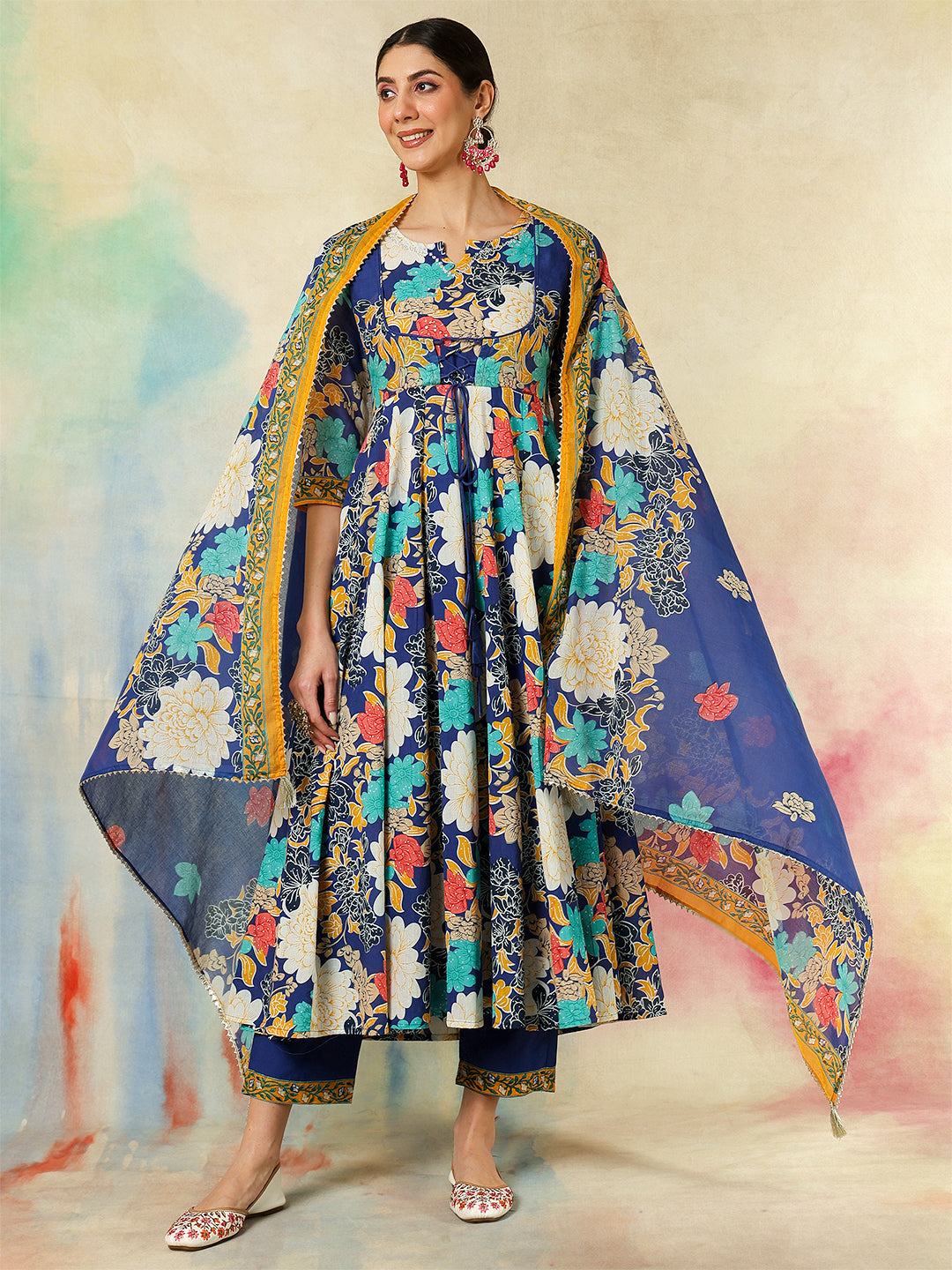 Kimayra green cotton printed kurta suit set – wholesale manufacturer & exporter from India