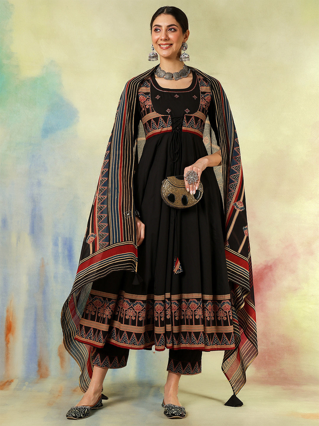 Kimayra maroon cotton printed kurta suit set – wholesale supplier