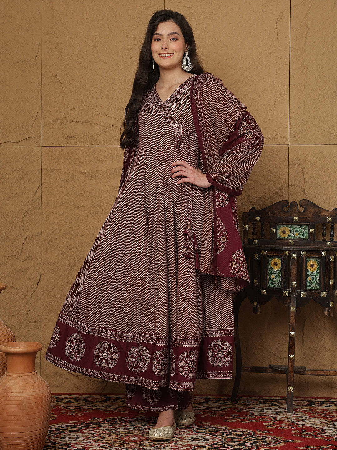 Kimayra wine cotton printed kurta – wholesale manufacturer & exporter from India