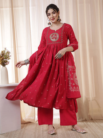 Kimayra pink rayon printed kurta suit set wholesale manufacturer & exporter from India