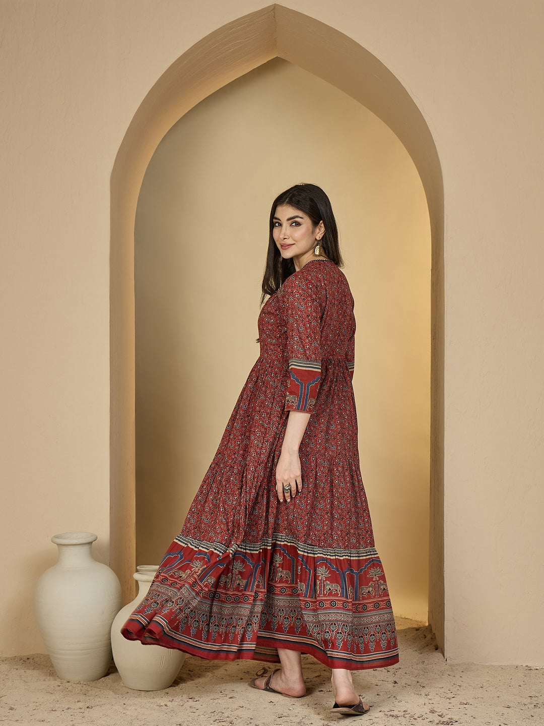 Kimayra maroon cotton printed kurta – wholesale manufacturer & exporter from India
